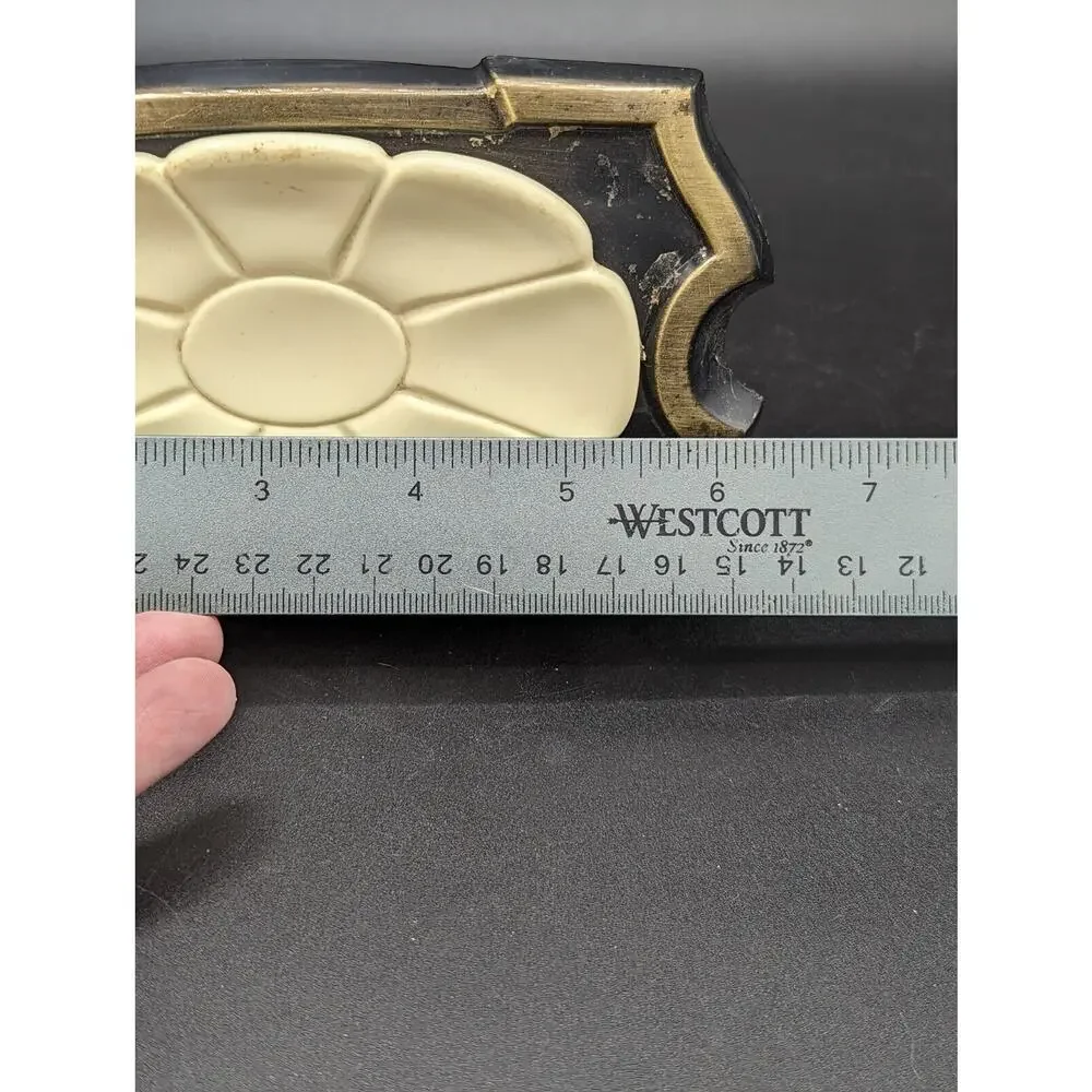 Vintage Hall Mack Masterpiece Pedestal Soap Dish Holder Black Gold Ivory